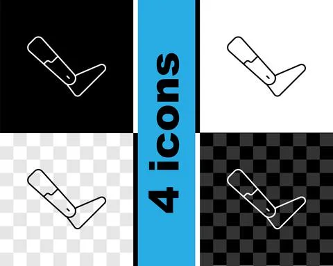 Set line Prosthesis leg icon isolated on black and white, transparent background イラスト素材