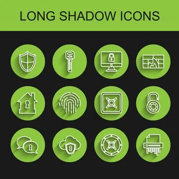 Set line Protection of personal data, Cloud and shield, Shield, Safe, Paper Illustrazione stock