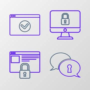 Set line Protection of personal data, Secure your site with HTTPS, SSL, Loc.. イラスト素材