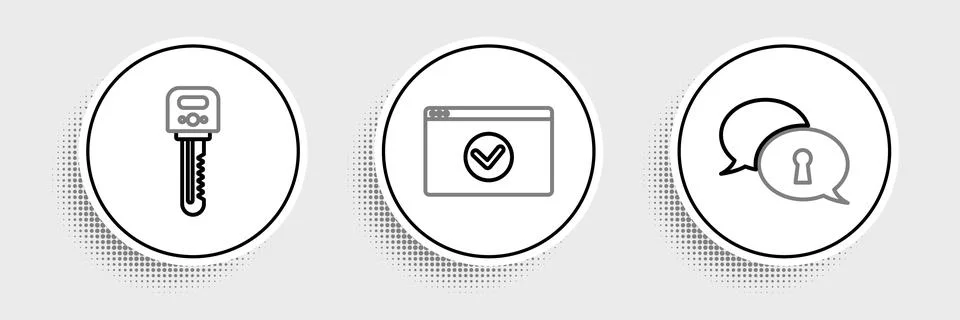Set line Protection of personal data, Key and Secure your site with HTTPS, .. 库存插图