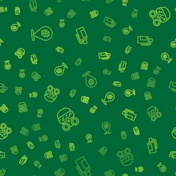 Set line Protest, Gas mask and Hand grenade on seamless pattern. Vector Stock Illustration