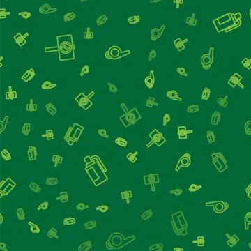 Set line Protest, Hand grenade and Whistle on seamless pattern. Vector Stock Illustration