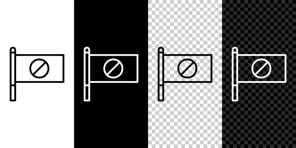 Set line Protest icon isolated on black and white background. Meeting, protes Stock Illustration