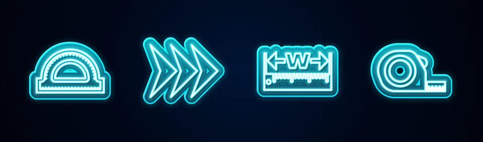 Set line Protractor grid, Arrow, Measuring height and length and Roulette con Stock Illustration