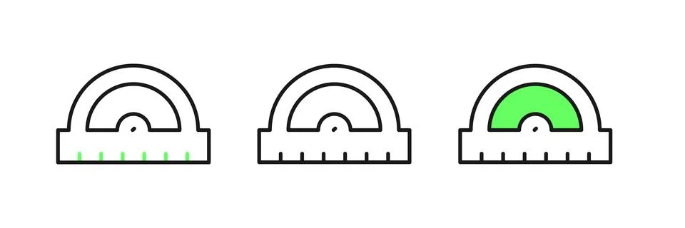 Set line Protractor grid for measuring degrees icon isolated on white backg.. Stock Illustration