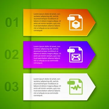 Set line PSD file document, EML, MP3 and XSL. Business infographic template Stock Illustration