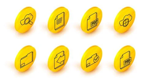 Set line PSD file document, Document folder and check mark, Next page arrow.. Stockillustratie