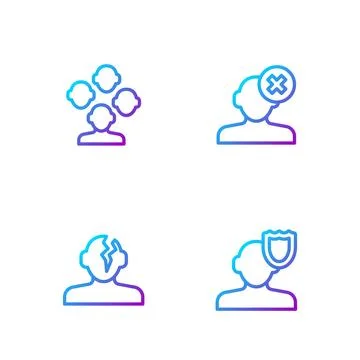 Set line Psychology, Solution problem in psychology, Schizophrenia and Stock Illustration