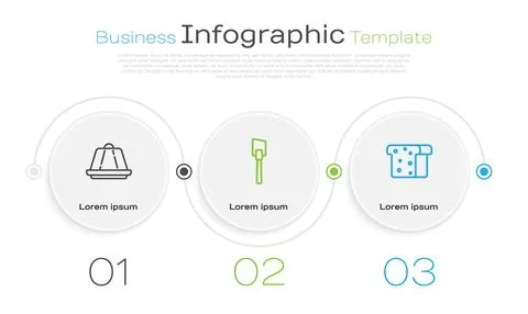 Set line Pudding custard, Spatula and Bread toast. Business infographic template Stockillustratie
