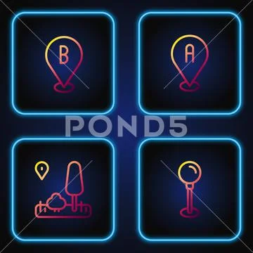 Set line Push pin, City map navigation, Location and . Gradient color ...