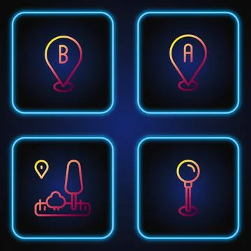 Set line Push pin, City map navigation, Location and . Gradient color icons Ilustração Stock