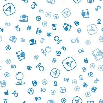 Set line Push pin, City map navigation and on seamless pattern. Vector Illustrazione stock