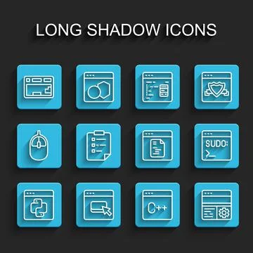 Set line Python programming language, Browser files, Keyboard, Software Illustration