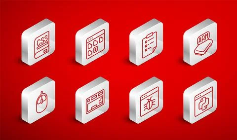 Set line Python programming language, Browser files, Clipboard with checklist Stock Illustration