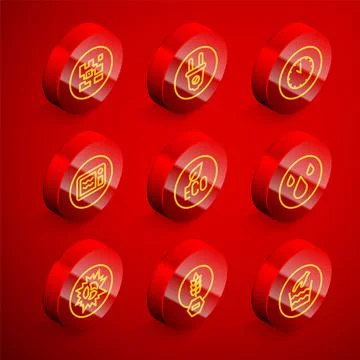 Set line QR code, Electric plug, Clock, Microwave oven, Leaf Eco symbol, Water Stock Illustration