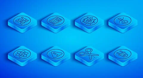 Set line QR code, Microwave oven, Bomb explosion, Exclamation mark in triangle 库存插图