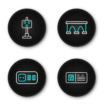 Set line QR code ticket train, Electrical outlet, Bridge for and Train traf.. Illustrazione stock