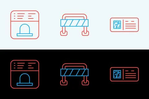 Set line QR code ticket train, Ticket office to buy tickets and Road barrie.. Stock Illustration
