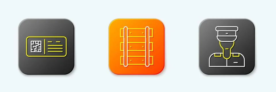 Set line QR code ticket train, Railway, railroad track and Train conductor .. イラスト素材