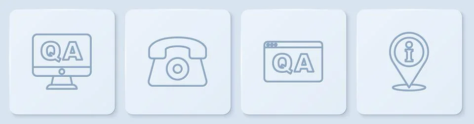 Set line Question and Answer, , Telephone 24 hours support and Location with イラスト素材