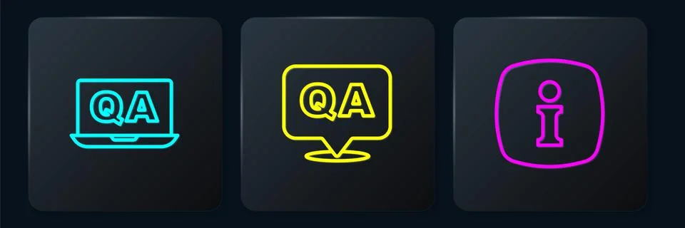 Set line Question and Answer, Information and . Black square button. Vector 스톡 일러스트