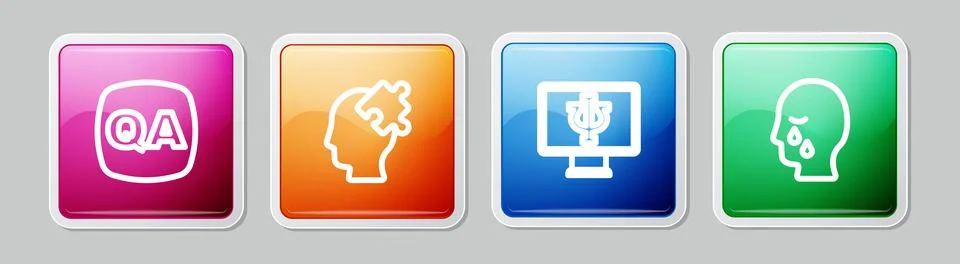 Set line Question and Answer, Solution to the problem, Psychologist online an Stock Illustration