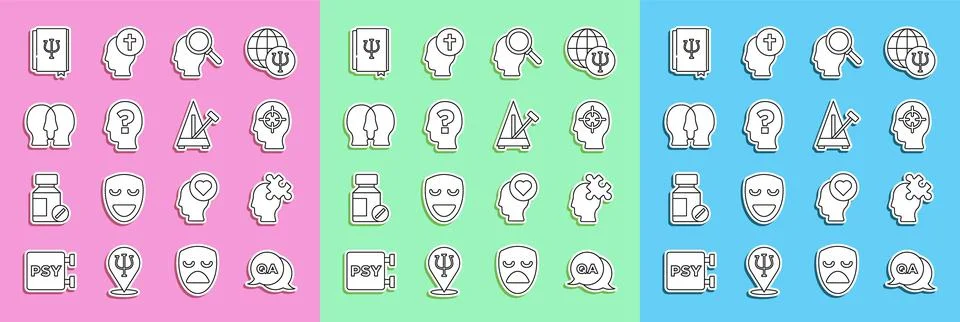 Set line Question and Answer, Solution to the problem, Finding, Head with 스톡 일러스트