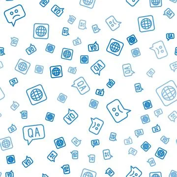 Set line Question and Answer, Sad smile and Worldwide on seamless pattern イラスト素材