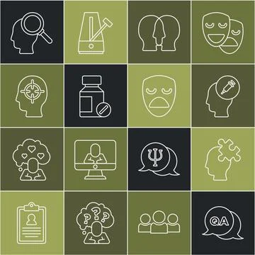 Set line Question and Answer, Solution to the problem, Addiction drug, Bipo.. Stock Illustration