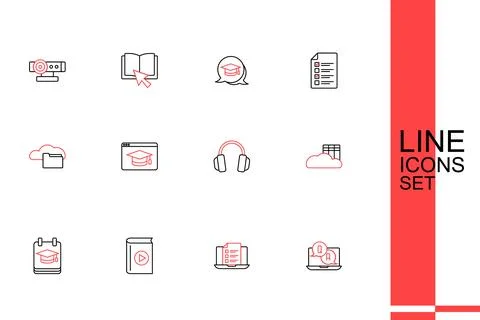 Set line Question and Answer, Online quiz, test, survey, Audio book, educat.. Illustrazione stock