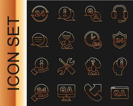 Set line Question and Answer, Information, Telephone 24 hours support, Spee.. Stock Illustration