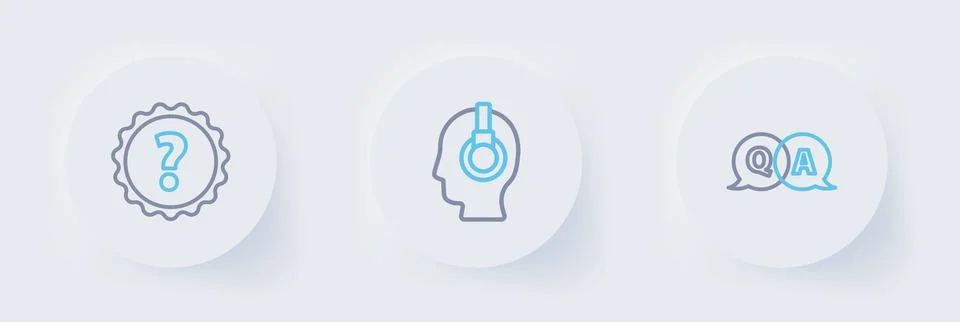 Set line Question and Answer, Support operator in touch and mark icon. Vector Stock Illustration