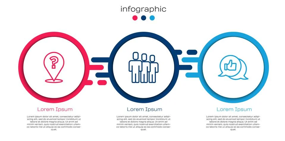 Set line Question mark, Users group and Hand like. Business infographic template Stock Illustration