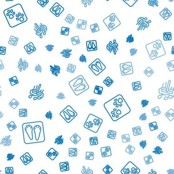 Set line Rabbit and hare paw footprint, Paw and Mop on seamless pattern. Vector Illustrazione stock