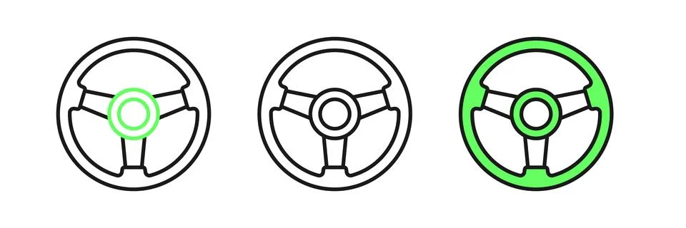 Set line Racing simulator cockpit icon isolated on white background. Gaming.. Stock Illustration