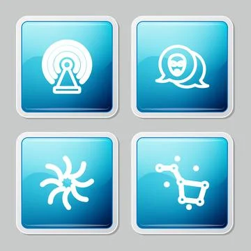 Set line Radar, Alien, Black hole and Great Bear constellation icon. Vector Stock Illustration