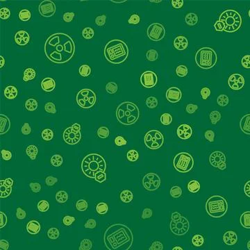 Set line Radioactive, No direct sunlight and Microwave oven on seamless pattern Illustrazione stock