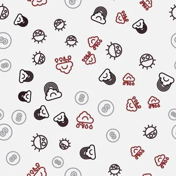 Set line Rainbow with cloud, Day night cycle, Compass south and Cloud and イラスト素材