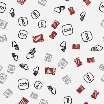 Set line Rainbow with cloud, Mustache, Saint Patricks day calendar and Accordion Illustrazione stock