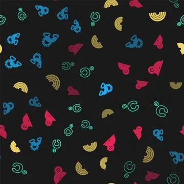 Set line Rainbow with clouds and sun, Celsius, and on seamless pattern. Vector Illustrazione stock