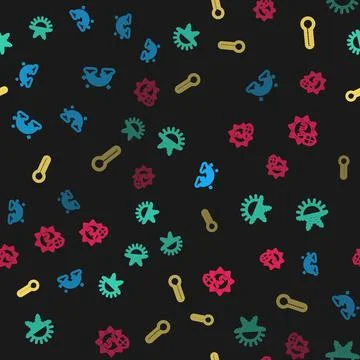 Set line Rainbow with clouds, Sun and snowflake, Meteorology thermometer and  Stock Illustration