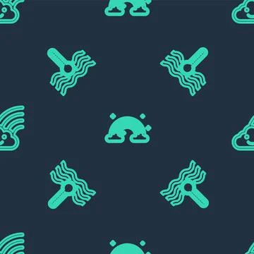 Set line Rainbow with clouds, Water thermometer and on seamless pattern. Vector Illustrazione stock