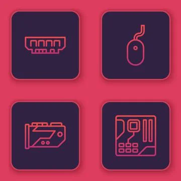 Set line RAM, random access memory, Video graphic card, Computer mouse and イラスト素材
