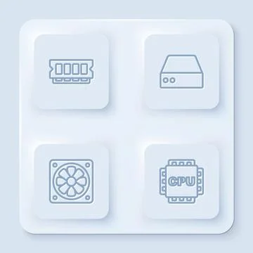 Set line RAM, random access memory, Server, Data, Web Hosting, Computer cooler Stock-Illustration