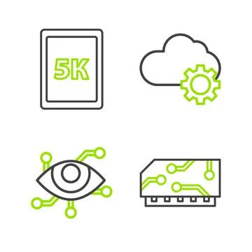 Set line RAM, random access memory, Virtual reality, Cloud technology data Stock Illustration