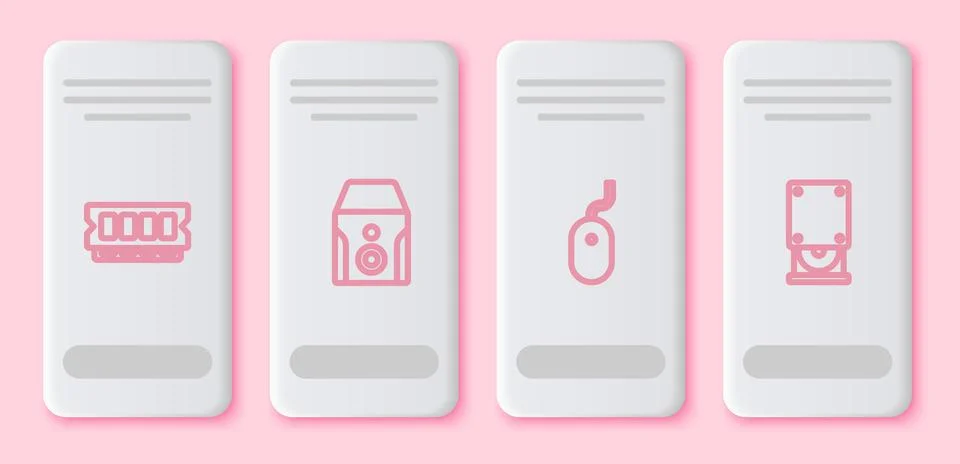 Set line RAM, random access memory, Uninterruptible power supply, Computer mo Illustrazione stock