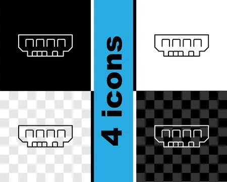 Set line RAM, random access memory icon isolated on black and white, transp.. Stock-Illustration