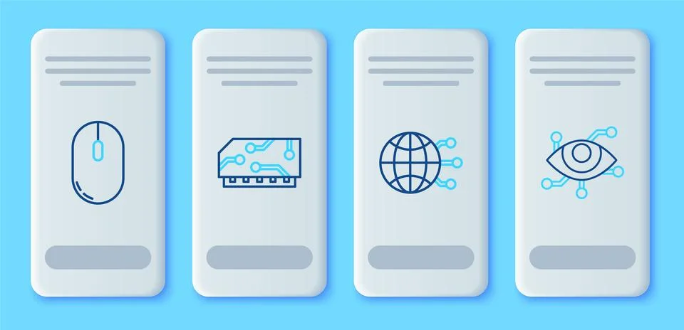 Set line RAM, random access memory, Global technology social network, Compu.. Illustrazione stock