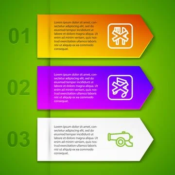 Set line Ramadan fasting, Speaker mute and cannon. Business infographic tem.. Ilustración de archivo