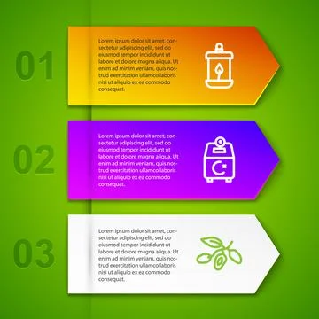 Set line Ramadan Kareem lantern, Donate or pay your zakat and Date fruit Stock Illustration